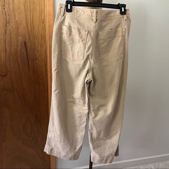 GAP sz 8 Khaki High Rise Crop Wide Leg Cotton - Picture 2 of 7